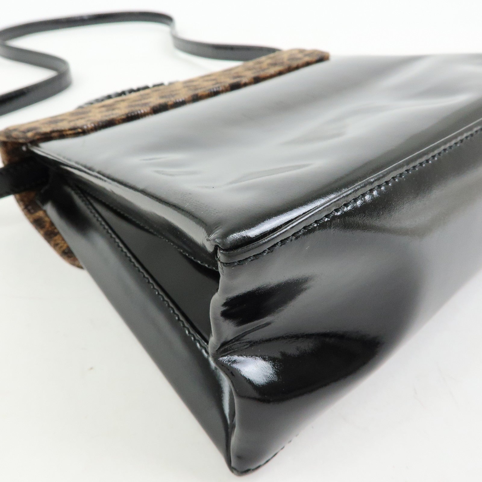 LOEWE Velazquez Patent Leather 2Way Hand Shoulder Bag Leopard Black