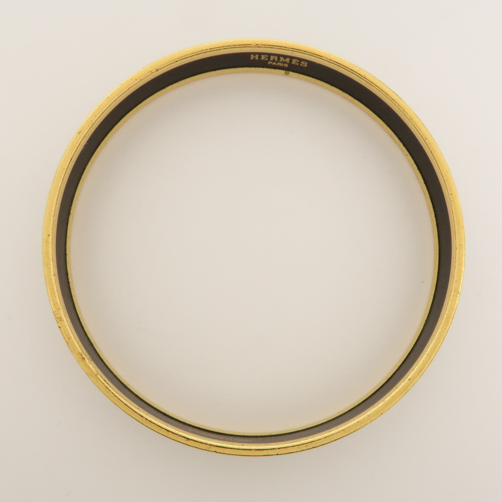 HERMES Email PM Metal Bracelet Bangle Gold Lion Safari