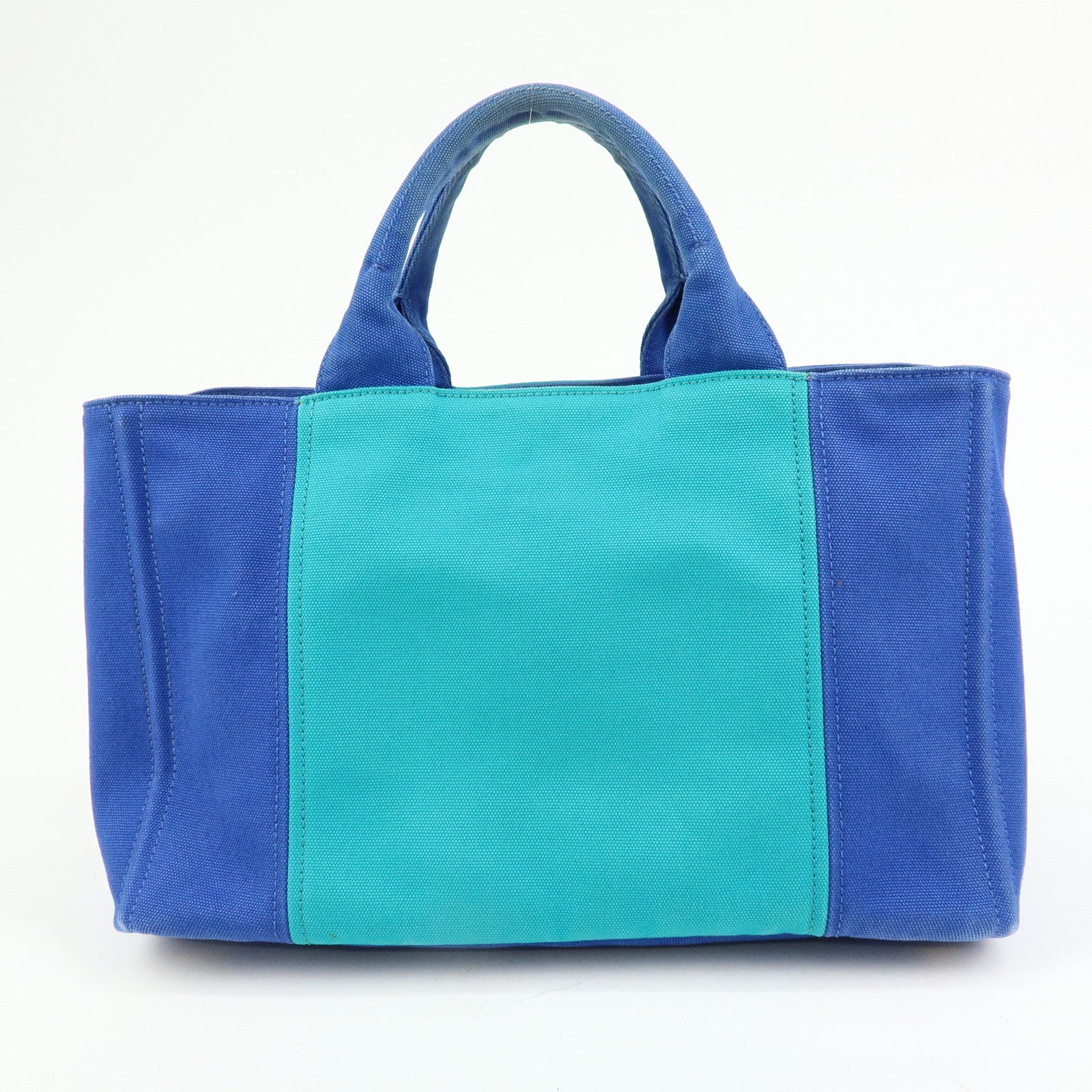 PRADA Triangle Logo Canapa Canvas 2Way Bag Tote Bag Blue BN2642