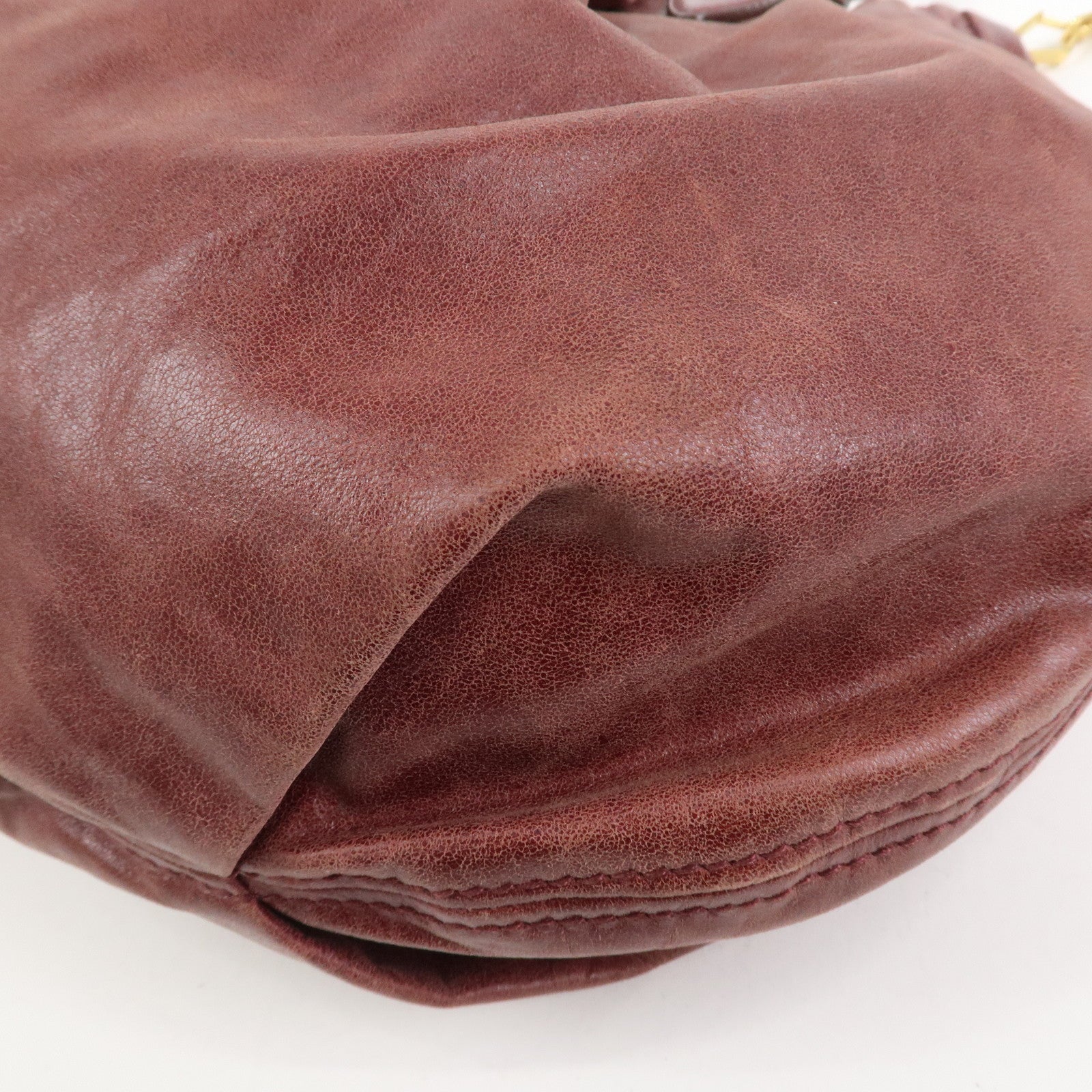 MIU MIU Logo Leather 2Way Bag Hand Bag Shoulder Bag Bordeaux