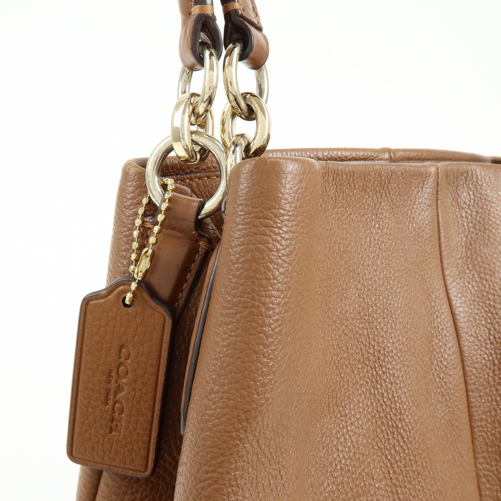 COACH Leather Shoulder Bag Hand Bag Brown