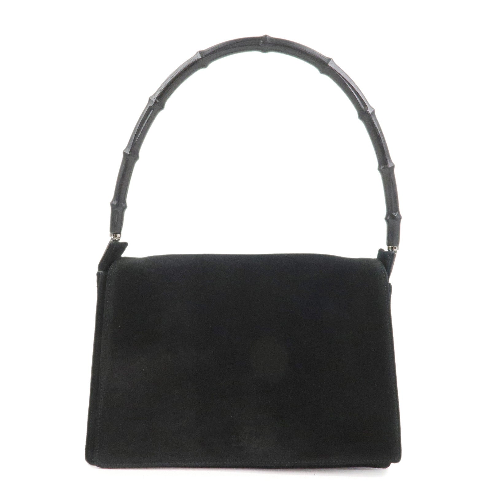 GUCCI  Bamboo Suede Handle Shoulder Bag Hand Bag Black 001・3239