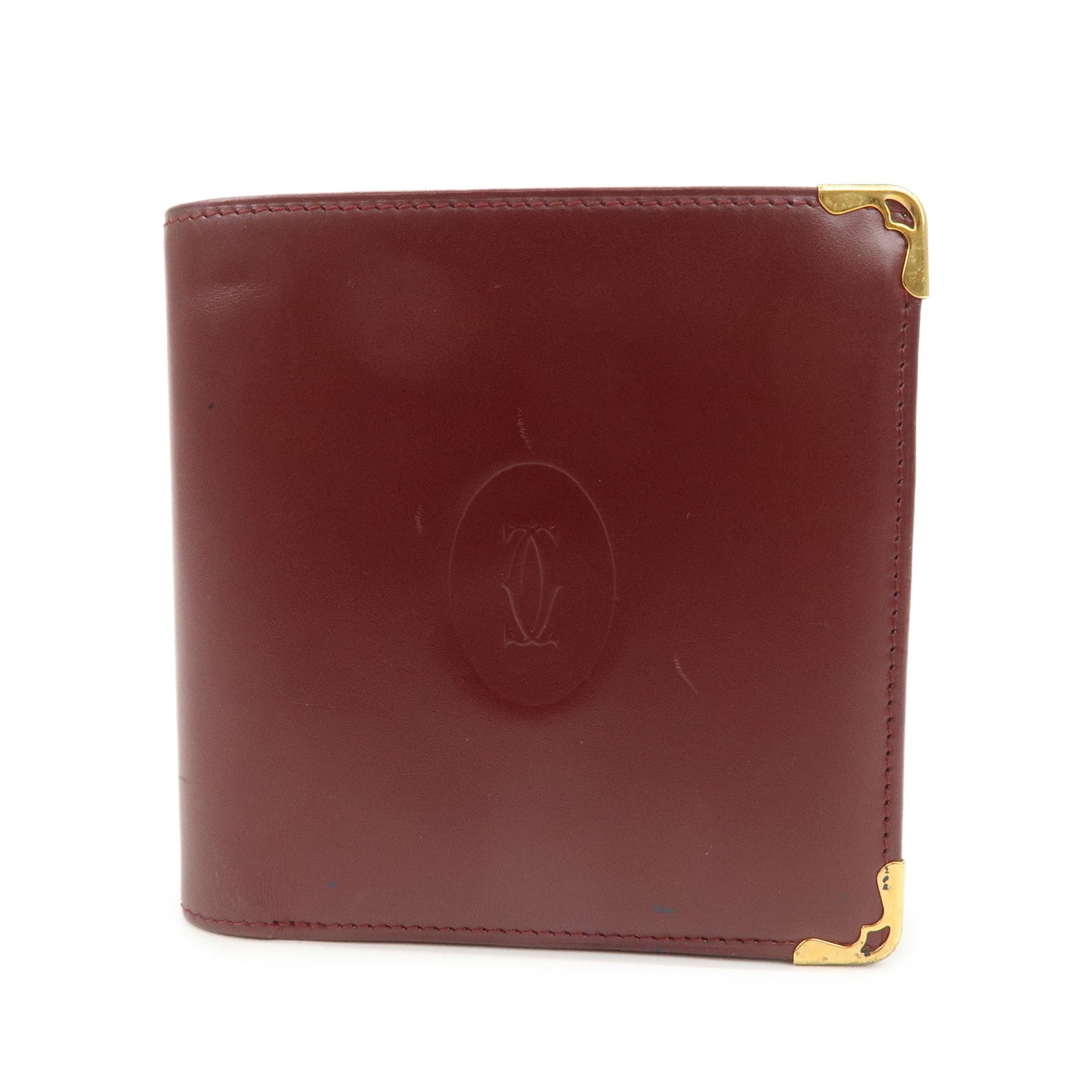 Cartier Must de Cartier Logo Leather Compact Wallet Bordeaux