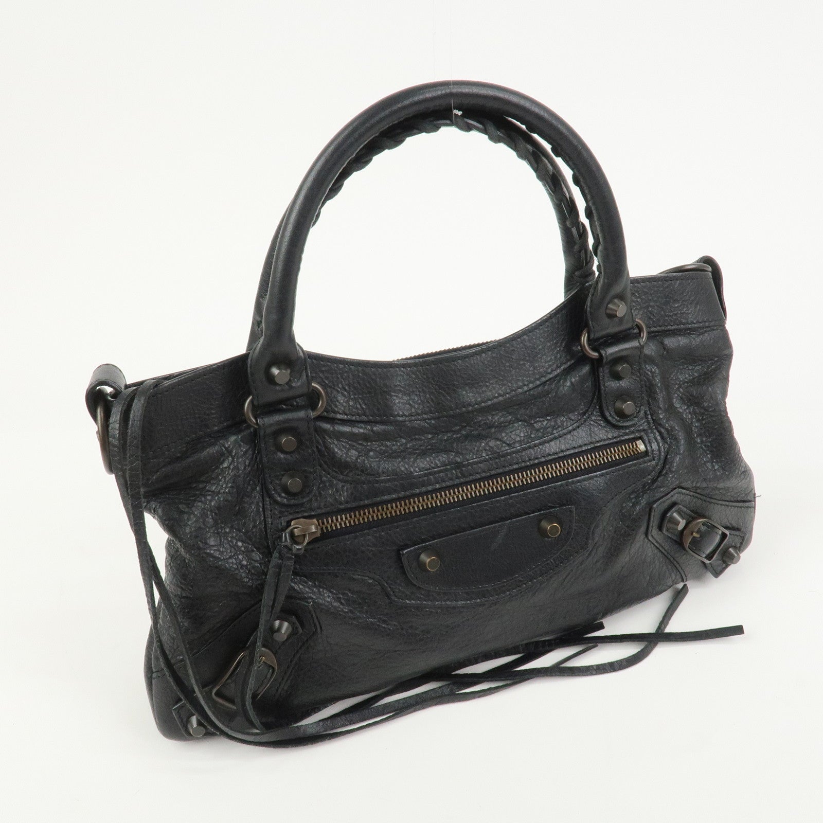 BALENCIAGA The First Leather 2Way Bag Shoulder Bag Black 103208