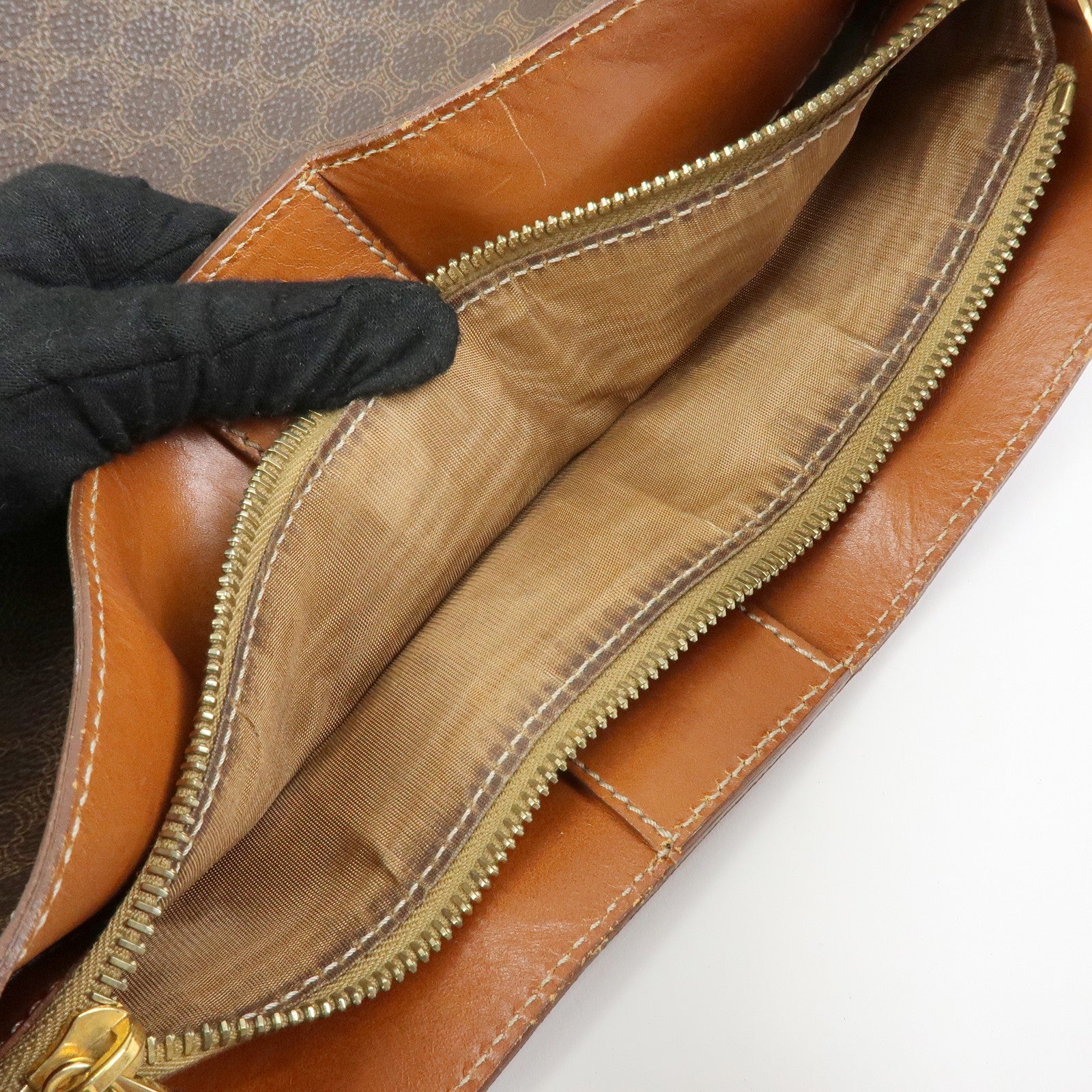 CELINE Macadam PVC Leather Shoulder Bag Hand Bag Brown