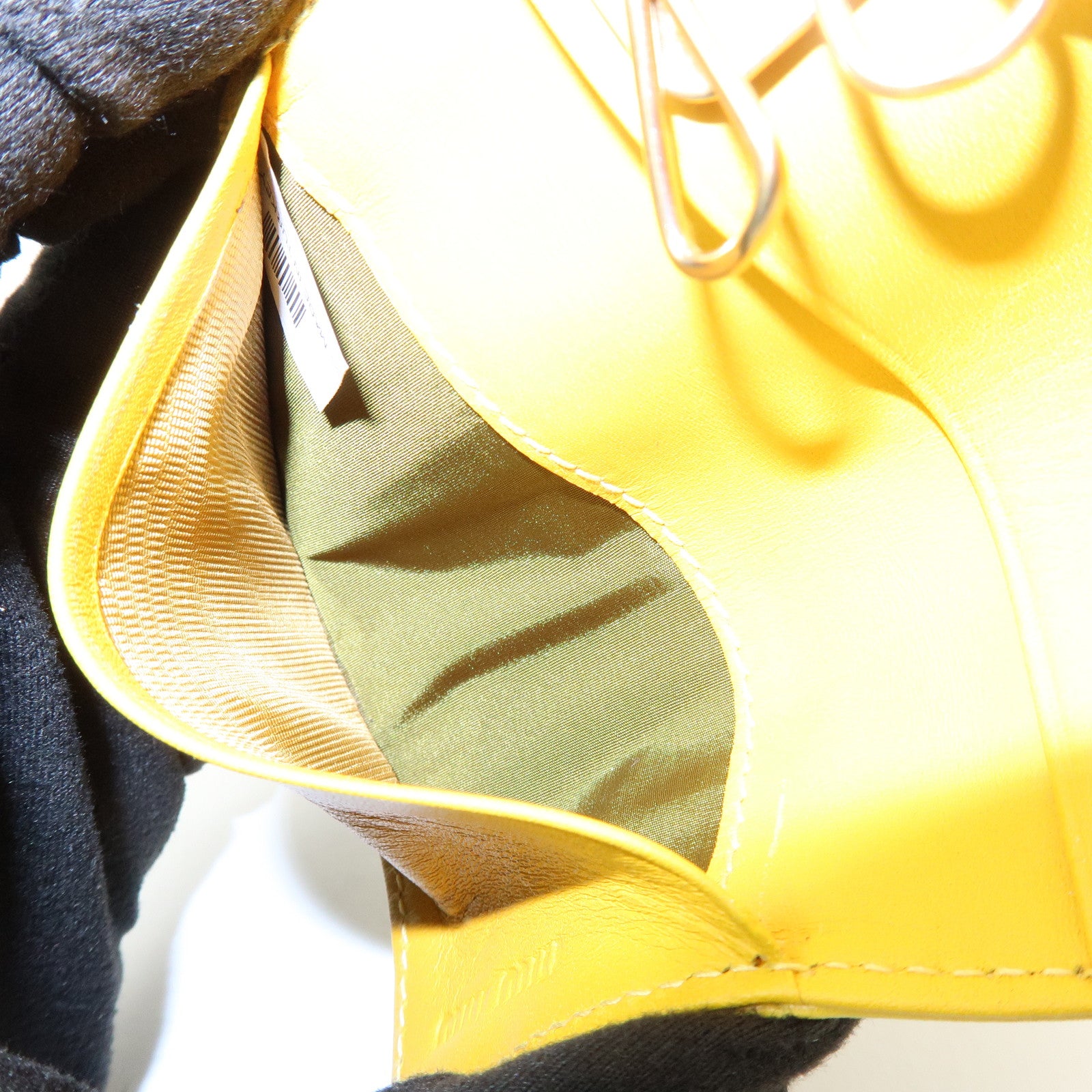 MIU MIU Embossed Leather Key Case Key Holder Yellow 5M0222