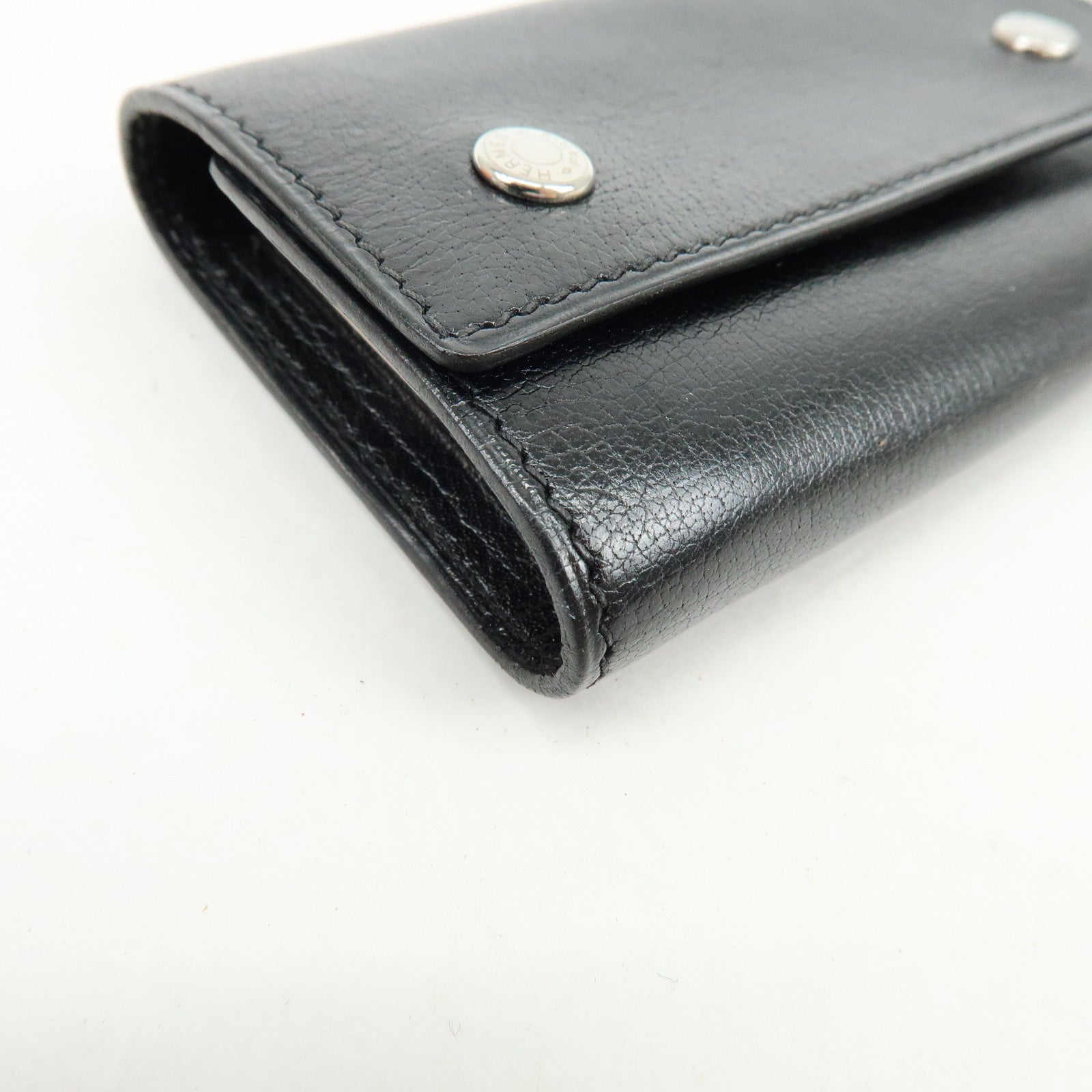 HERMES Serie Etui Cle 4 Box Calf Leather F Stamped Key Case Black