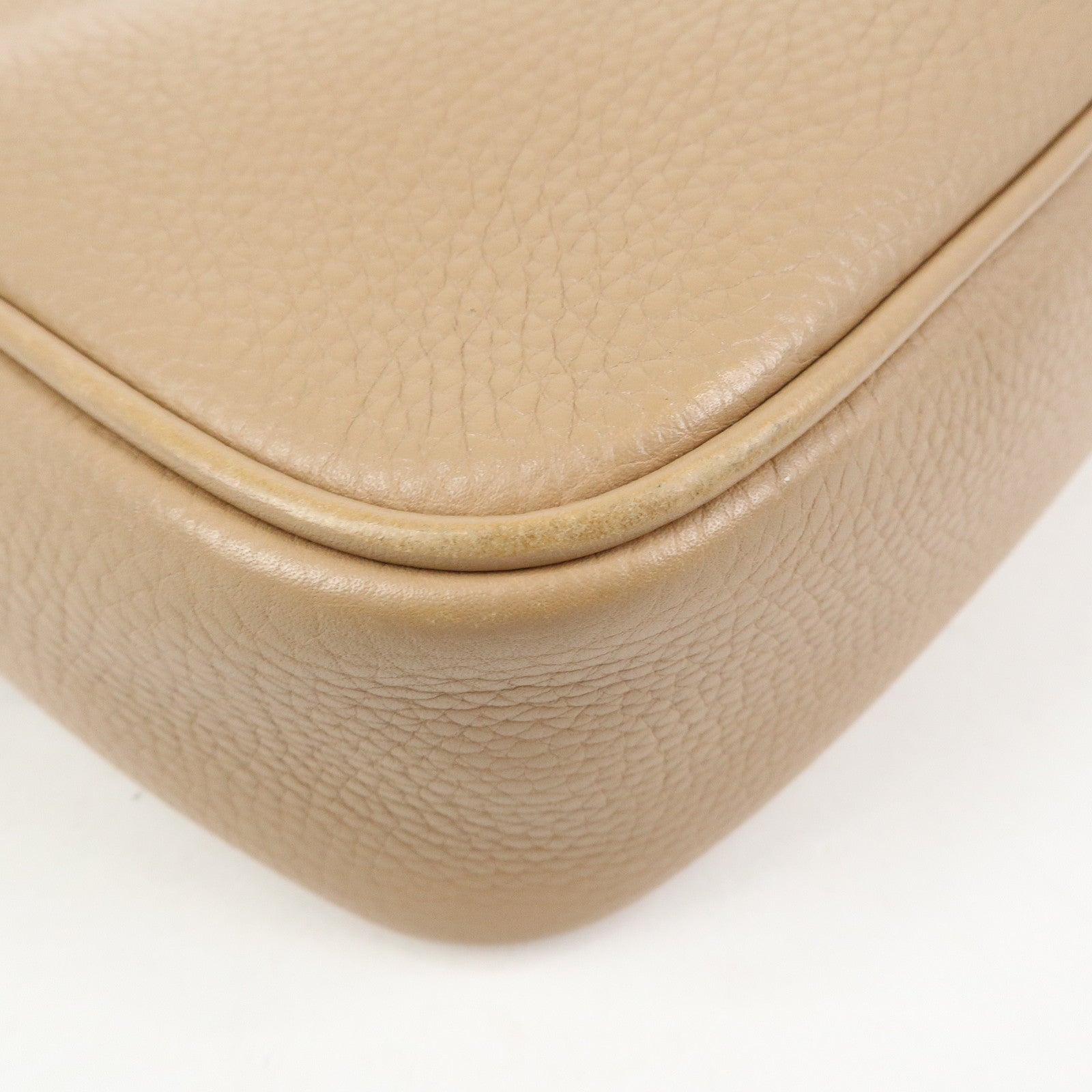 GUCCI SOHO Interlocking G Leather Shoulder Bag Beige 308364