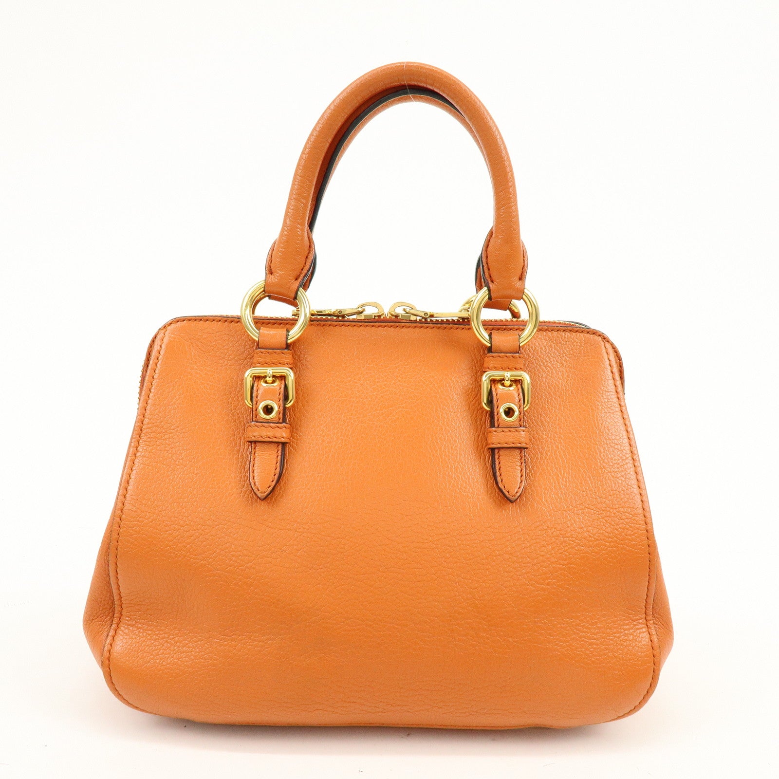 MIU MIU Madras Leather 2Way Bag Hand Bag Shoulder Bag Orange