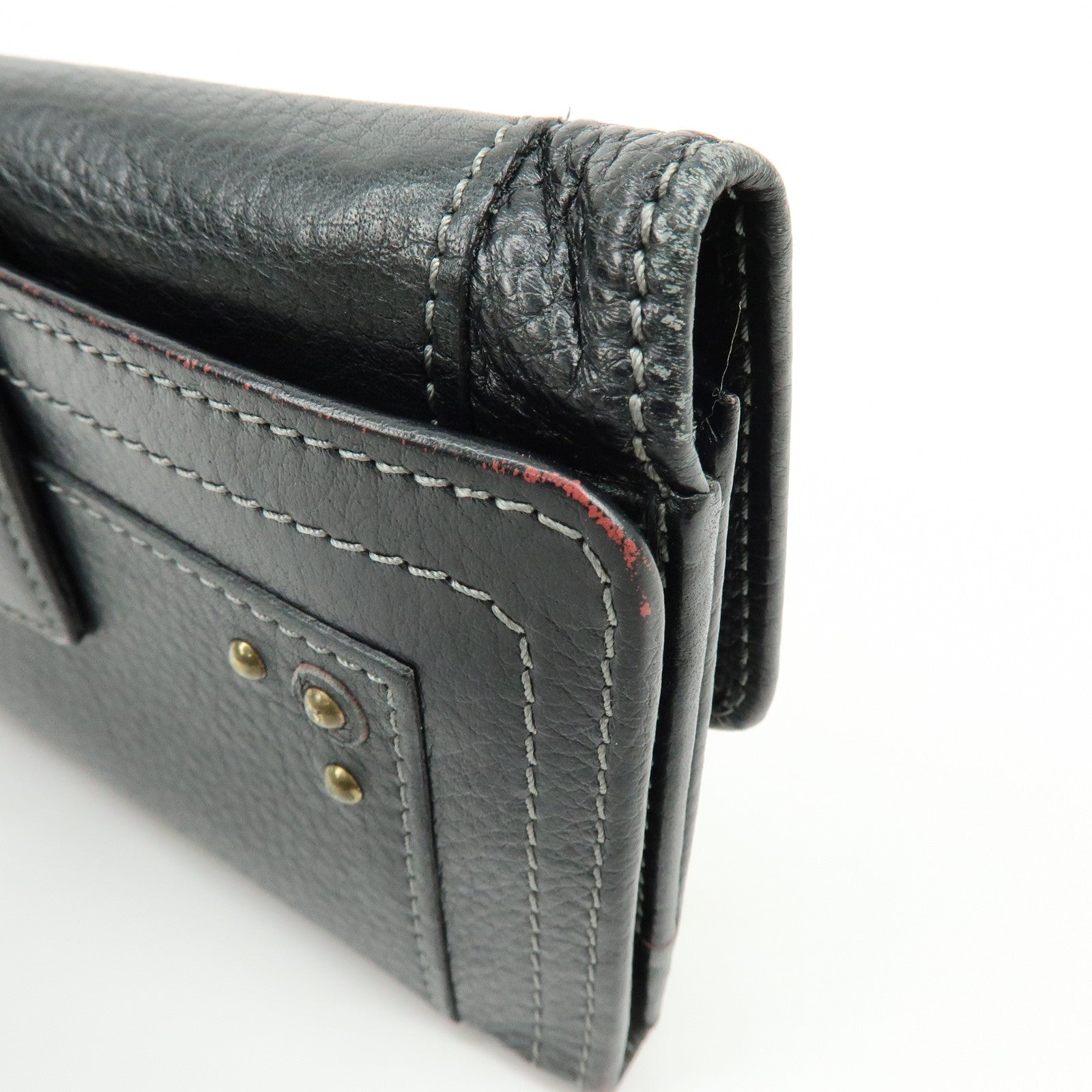 Chloe Paddington Leather Bi-fold Flap Long Wallet Black