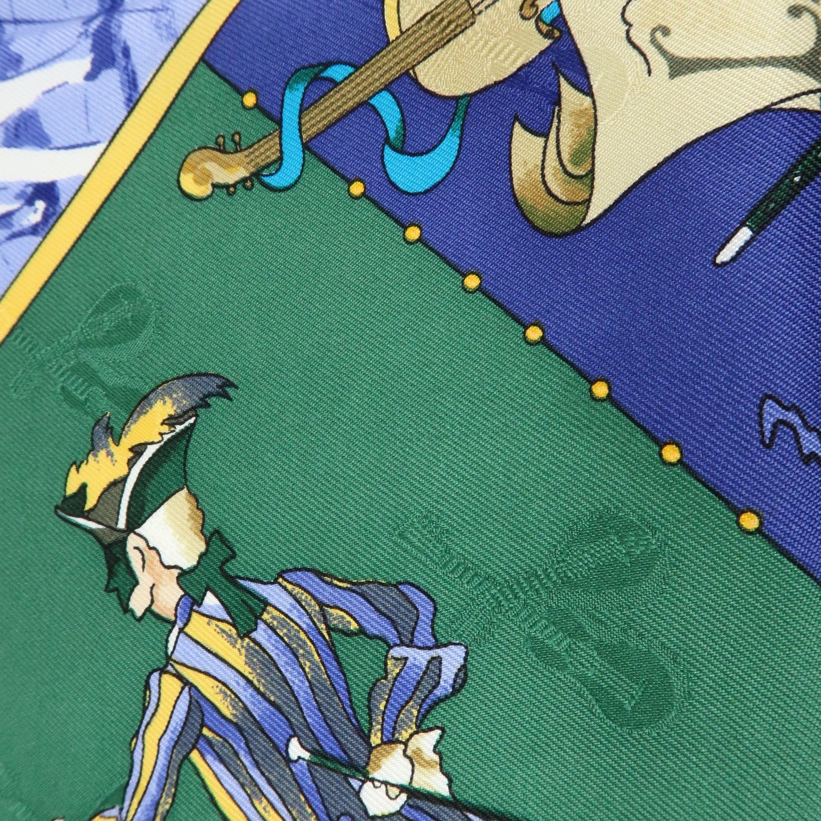 HERMES Carre 90 Silk 100% Scarf LE CARNAVAL DE VENISE Blue Red