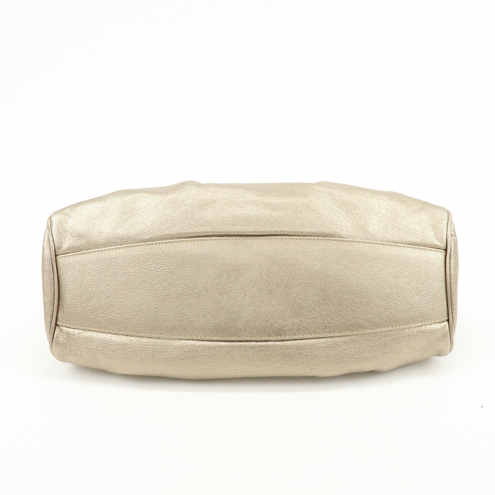 Ferragamo Gancini Leather Shoulder Bag Hand Bag Champagne Gold