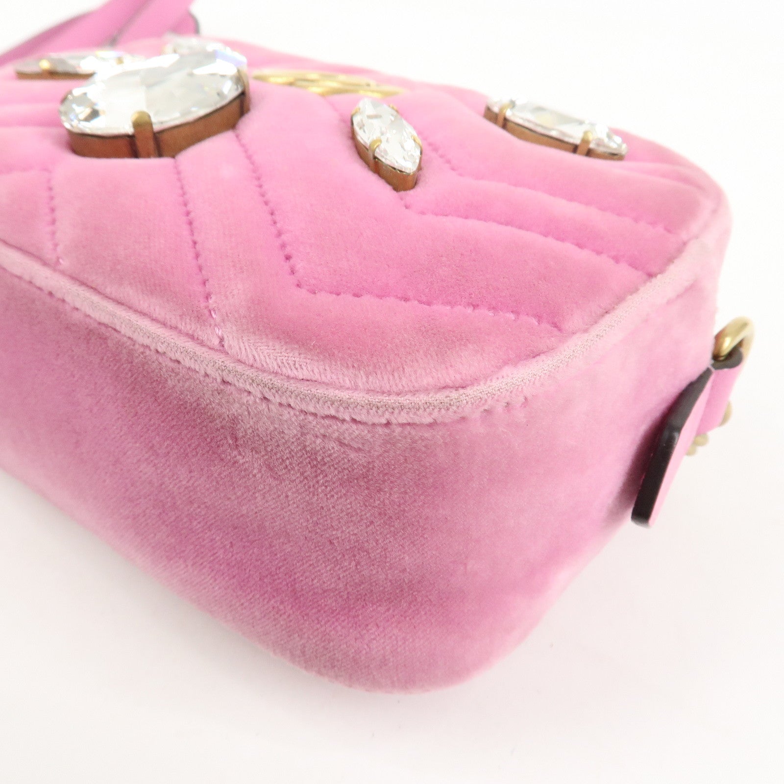 GUCCI GG Marmont Velour Shoulder Bag Corssbody Bag Pink 448065