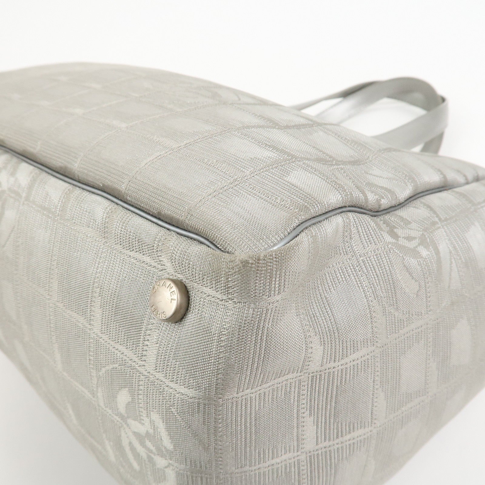 CHANEL New Travel Line Nylon Jacquard Leather Tote Bag MM A15991