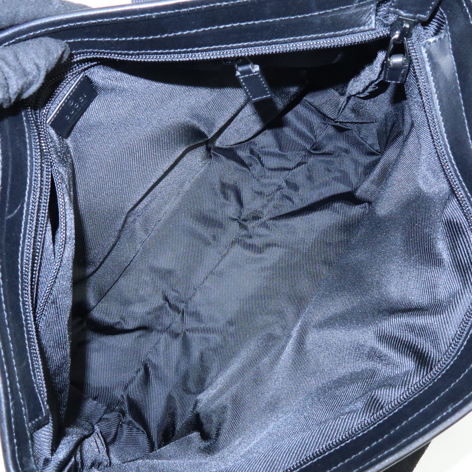 GUCCI GG Canvas Leather Tote Bag Shoulder Bag Black 34339