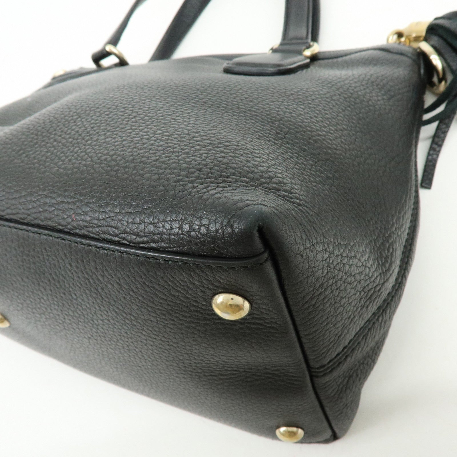 GUCCI SOHO Interlocking G Leather Tote Bag Hand Bag Black 308362