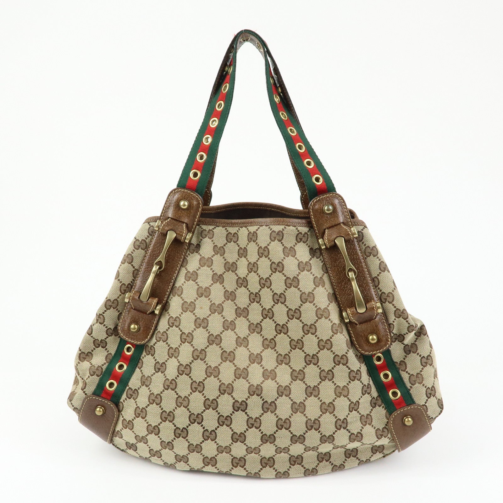 GUCCI Sherry GG Canvas Tote Bag Hand Bag Beige Brown 144186