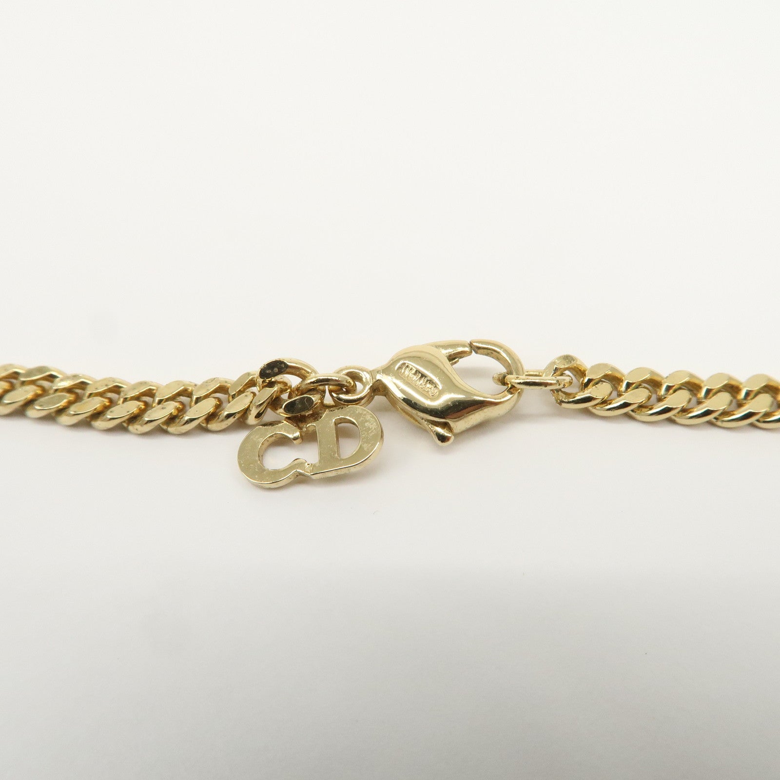 Christian Dior CD Logo Metal Necklace Gold