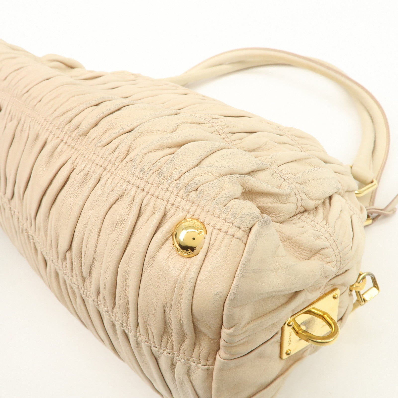 PRADA Nappa Leather Gathered Ribbon Shoulder Bag Hand Bag BR4492