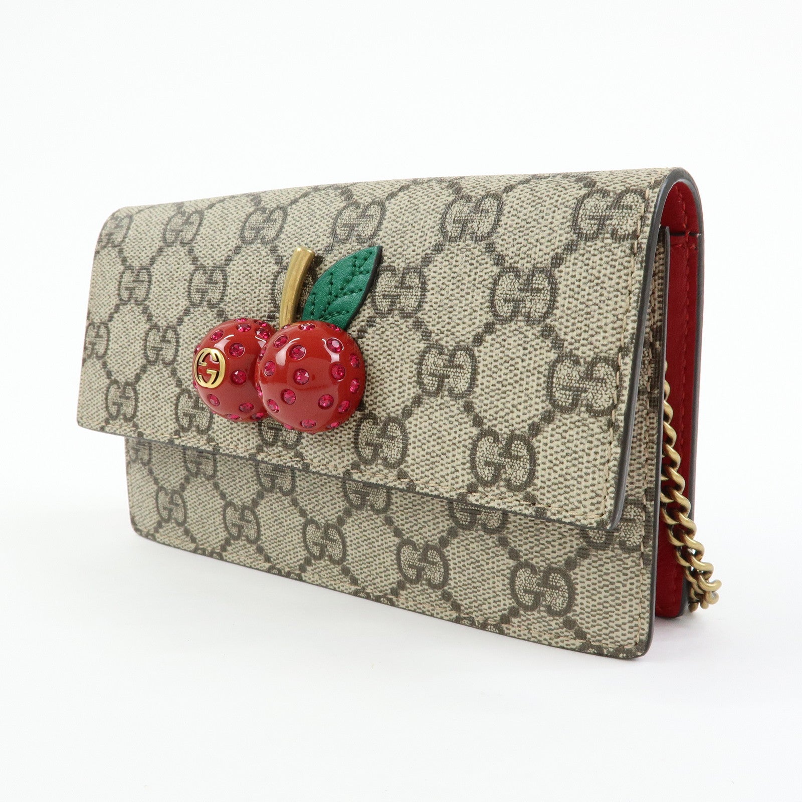 GUCCI Interlocking G Cherry GG Supreme Chain Shoulder Bag 481291
