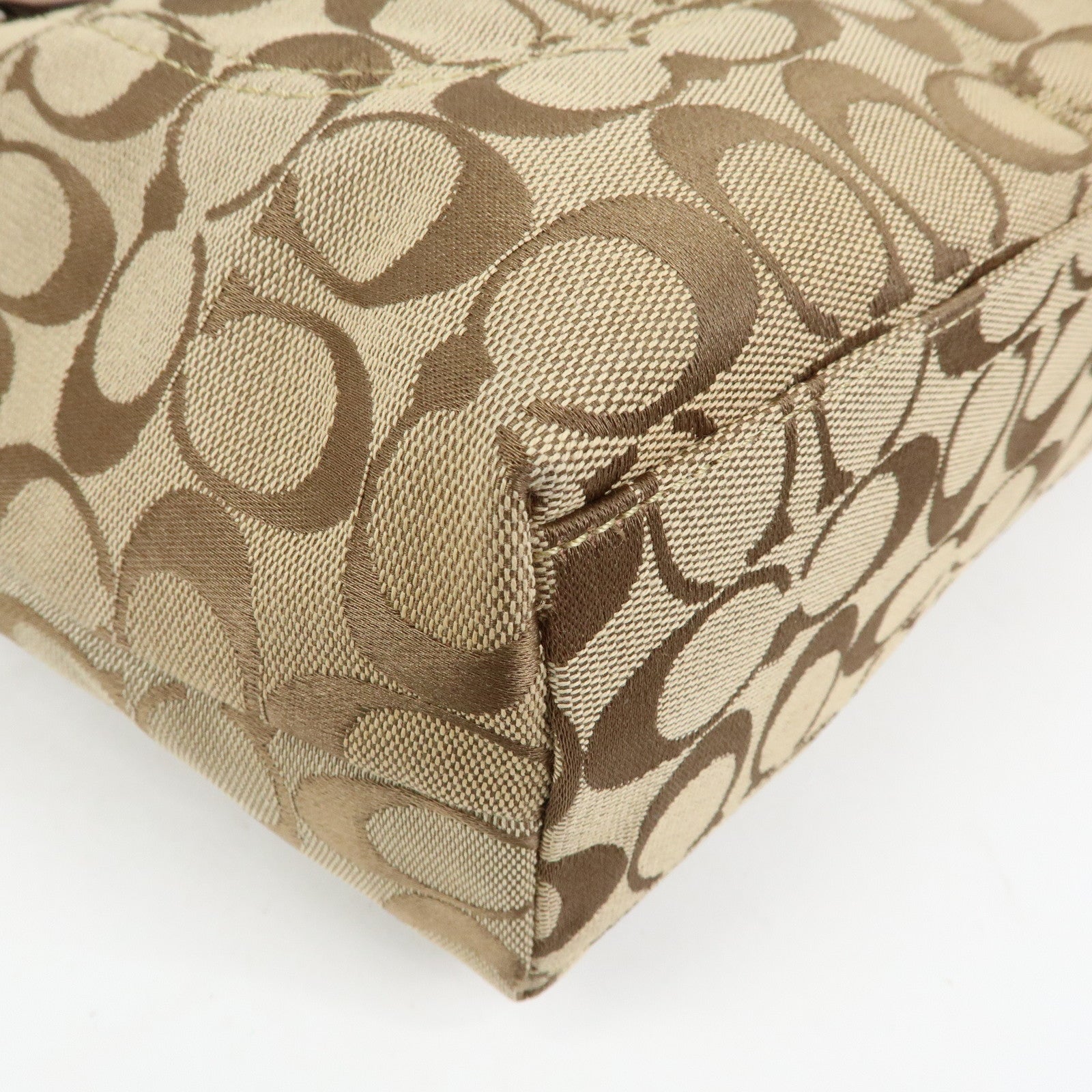 COACH Set of 2 Canvas Leather Shoulder Bag Brown Bronze