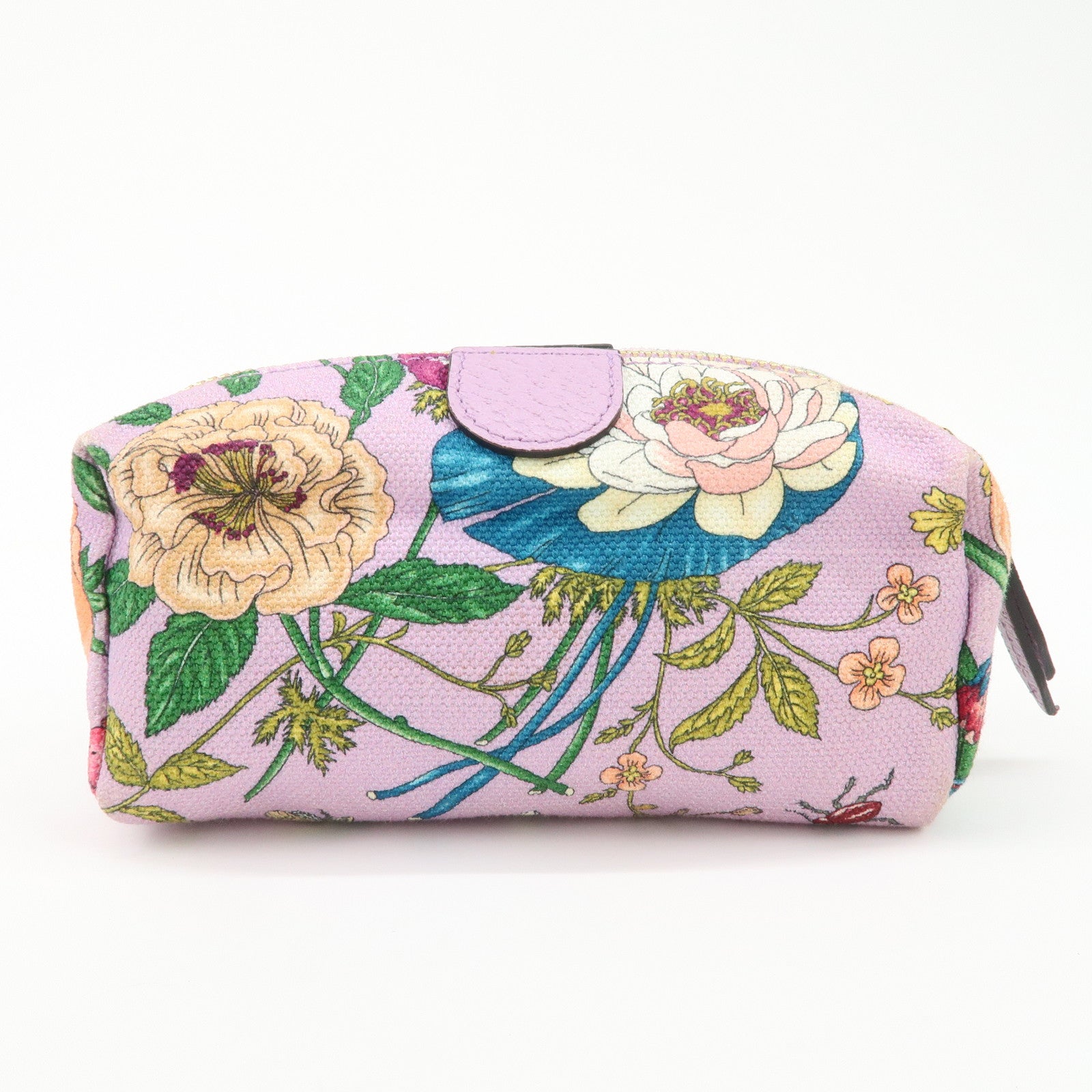 GUCCI GG Marmont Canvas Leather Pouch Flower Purple 577355