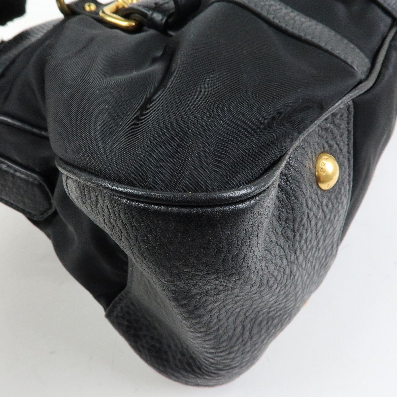 PRADA Logo Nylon Leather 2Way Shoulder Bag Hand Bag Black BN2032