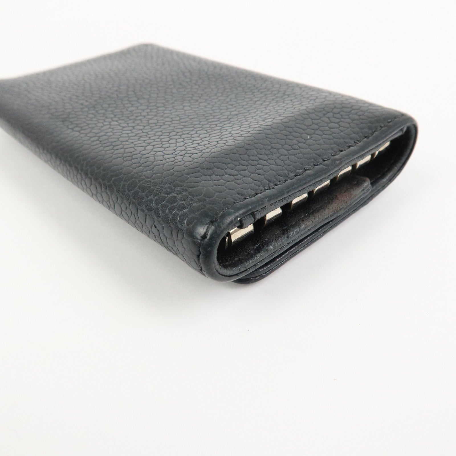 CHANEL COCO Mark Caviarskin Leather Key Case Key Holder Black
