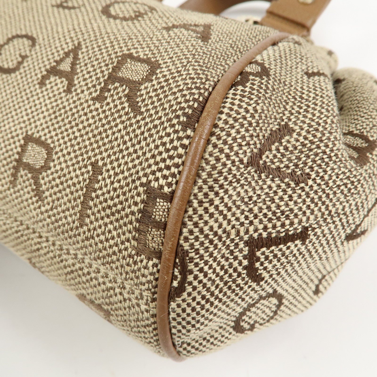 BVLGARI Logo Mania Jacquard Leather Hand Bag Tote Bag Beige