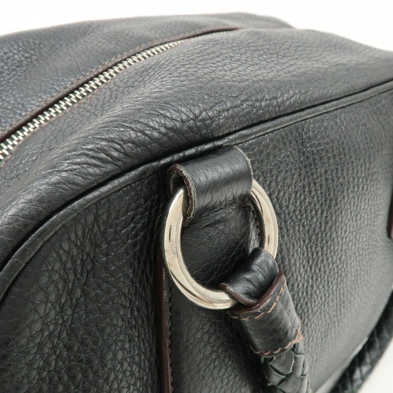 PRADA Logo Leather Hand Bag Mini Boston Bag Black BL0471 Used