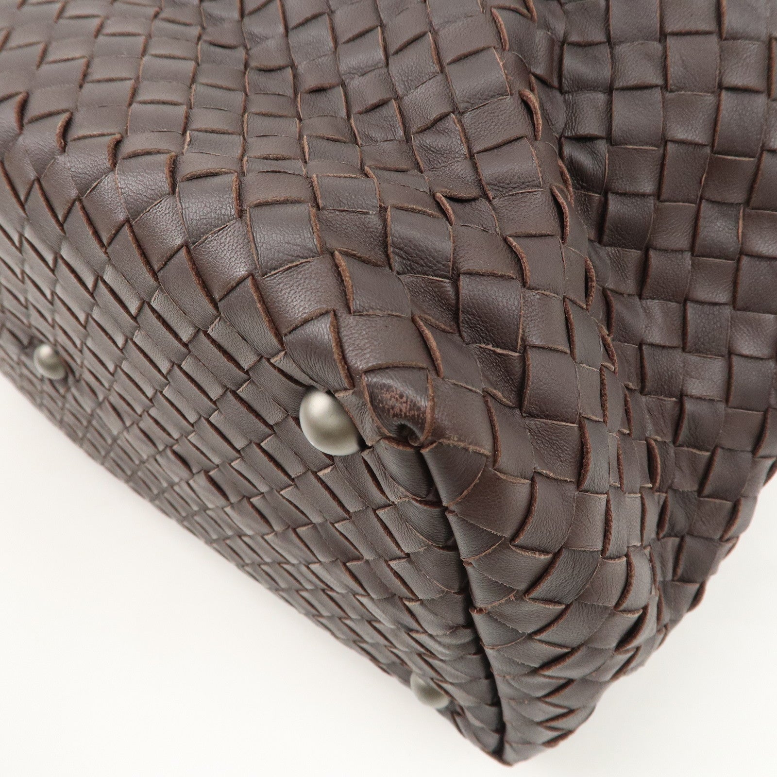 BOTTEGA VENETA Intrecciato Montaigne Leather Boston Bag Brown 173398 Used