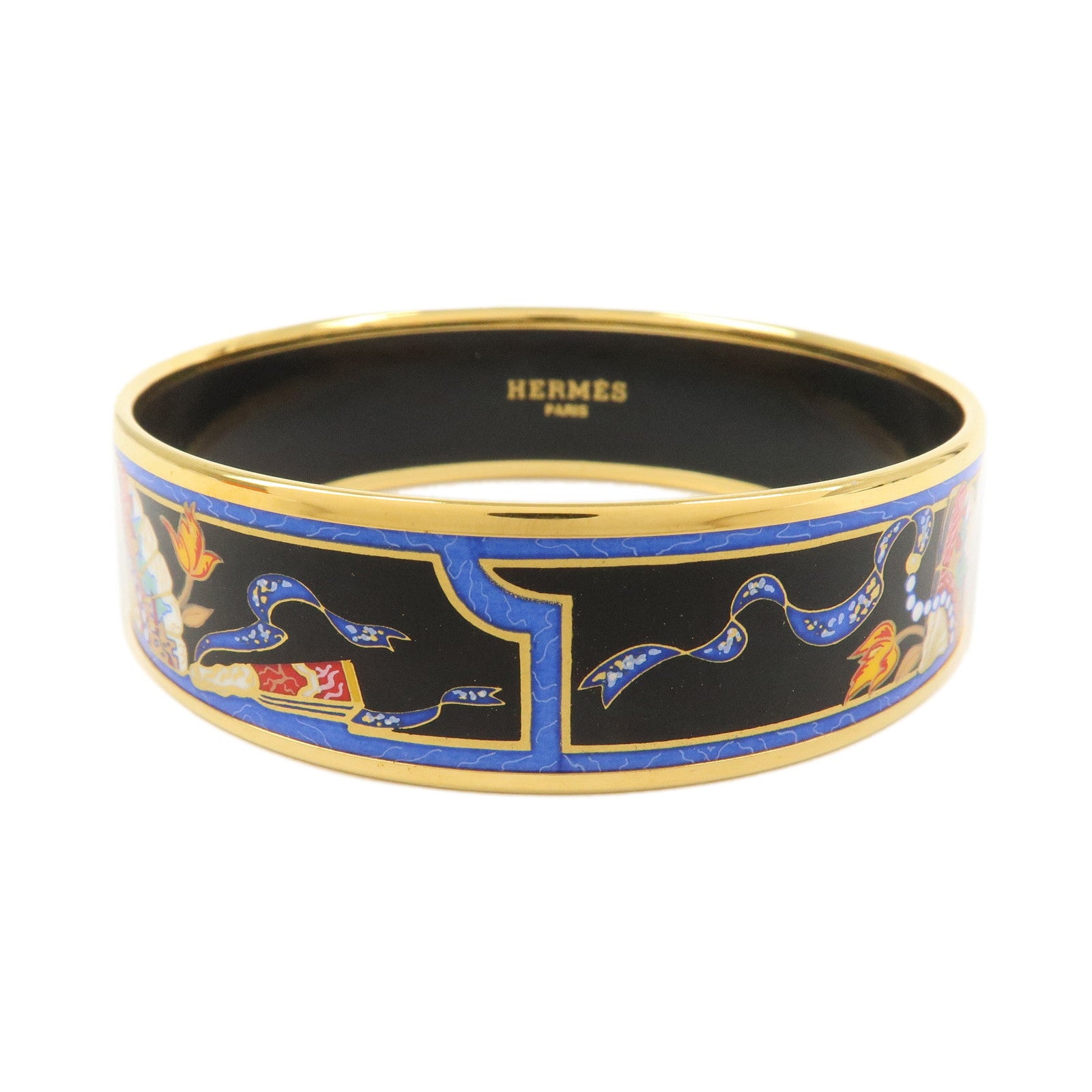 HERMES Email GM Bangle Bracelet Black Blue