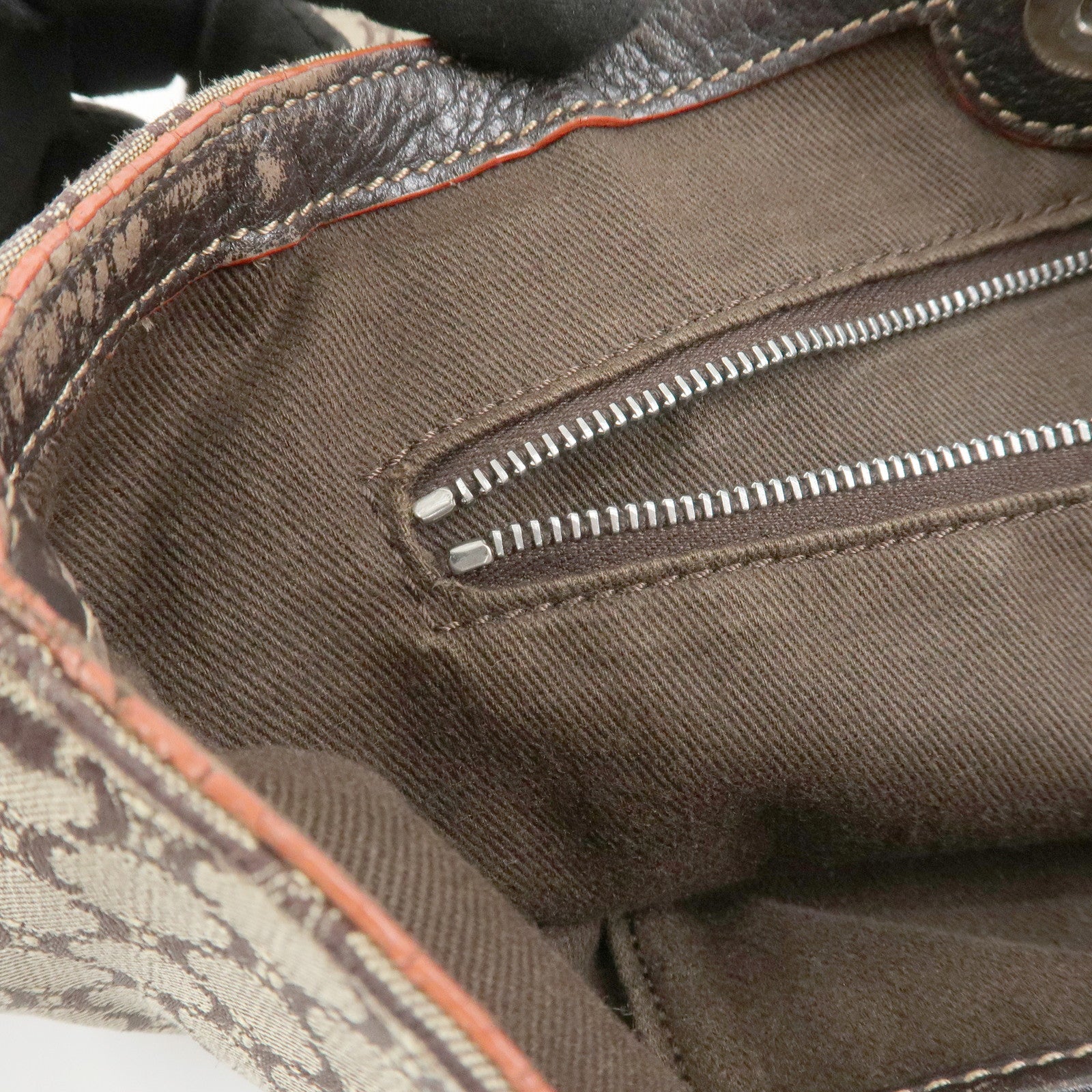 CELINE Macadam Canvas Leather Tote Bag Shoulder Bag Beige Brown