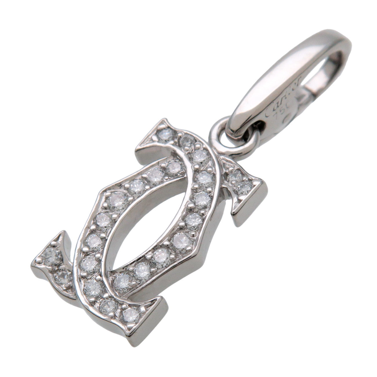 Cartier 2C Diamond Charm Pendant Top Necklace Top K18WG White Gold