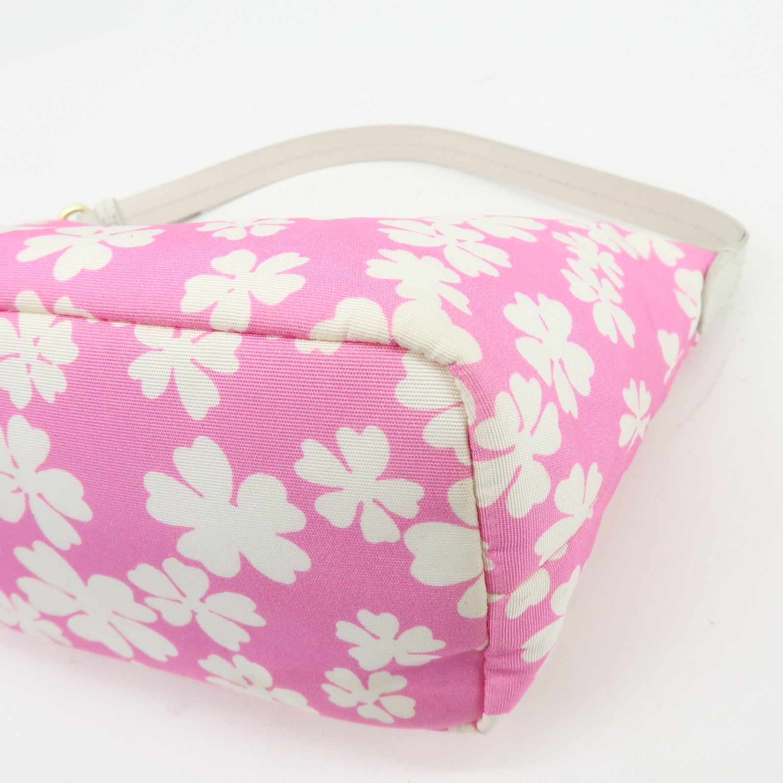 MIU MIU Spirit Canvas Leather Mini Hand Bag Pink White 5NE841