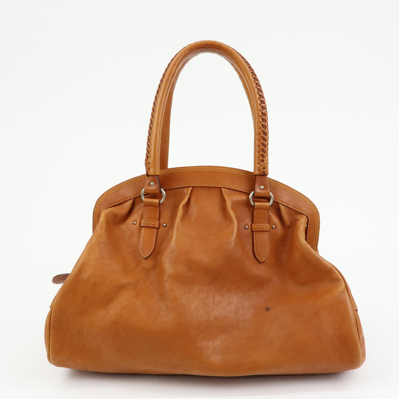 Christian Dior Leather Hand Bag Boston Bag Doctor's Bag Brown