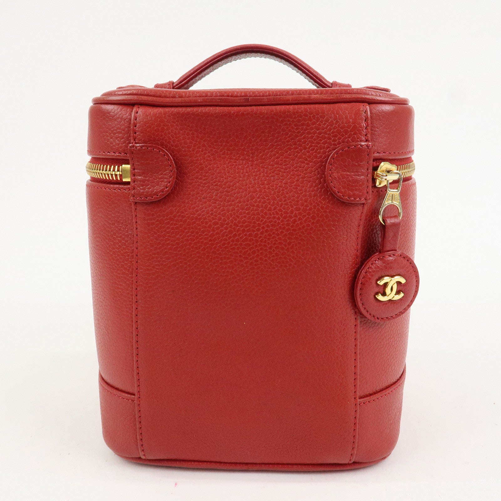 CHANEL COCO Mark Caviarskin Vanity Bag Hand Bag Red A01998