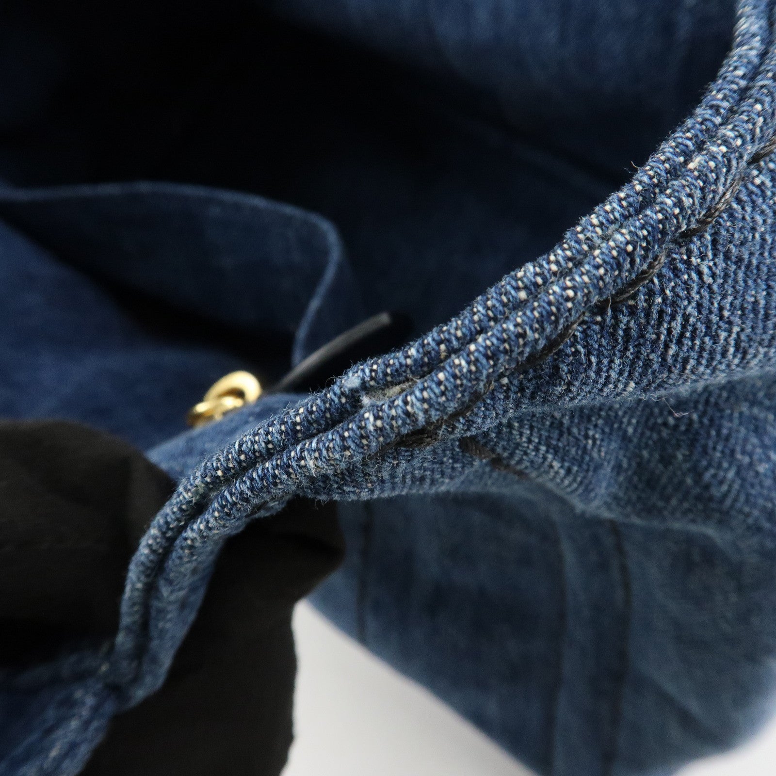 PRADA Canapa Denim 2Way Bag Hand Bag Shoulder Bag Navy B2642B Used