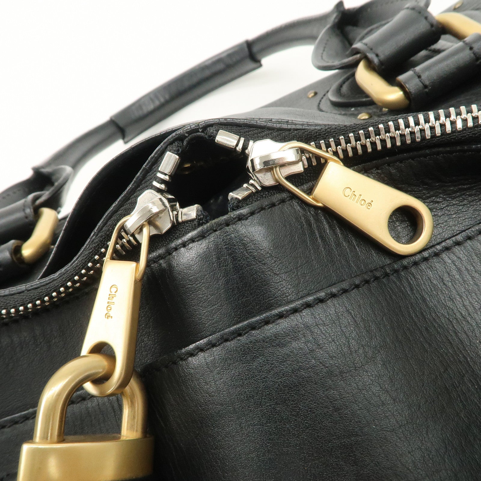 Chloe Paddington Leather Hand Bag Shoulder Bag Black