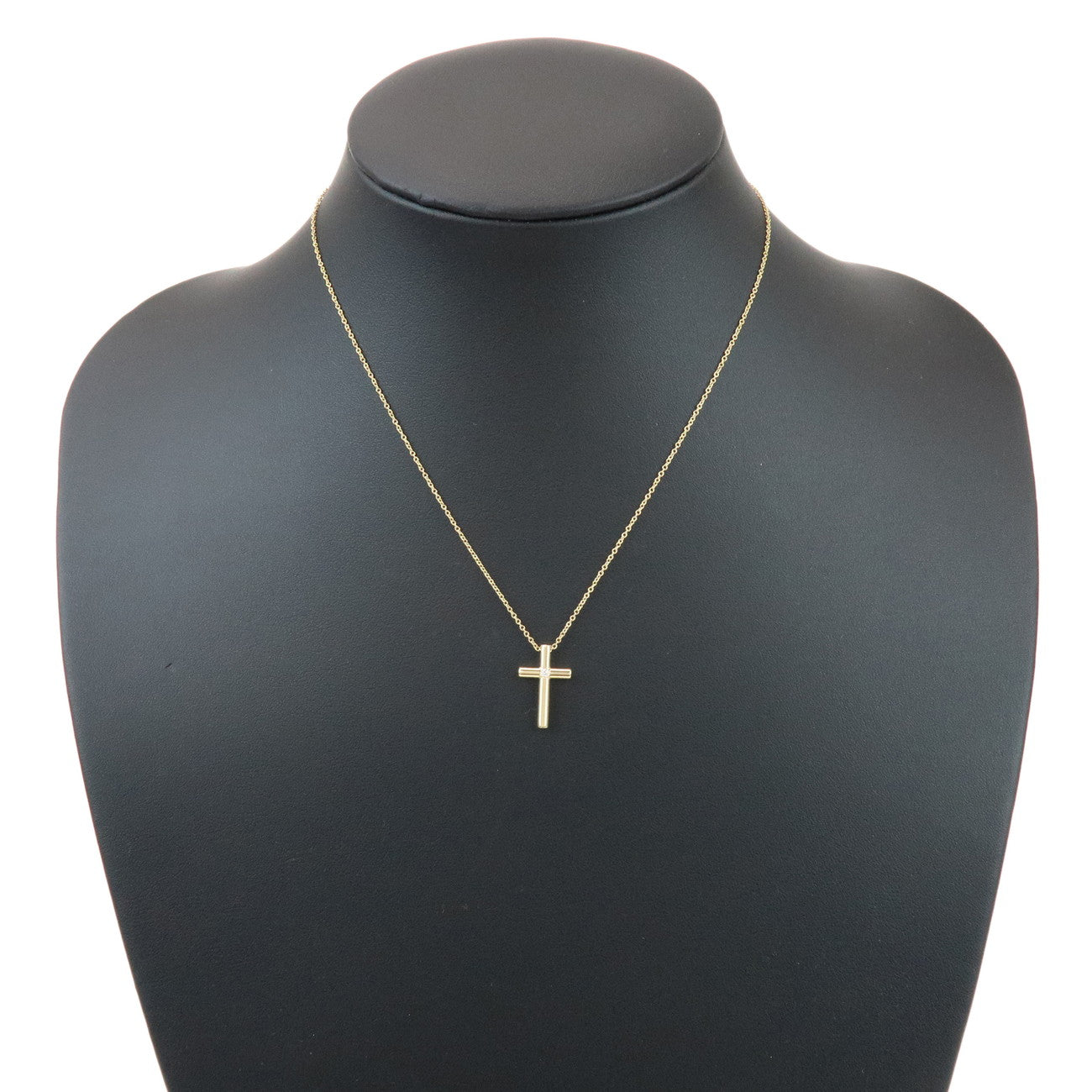 Tiffany&Co. Cross 1P Diamond Necklace K18 750YG Yellow Gold