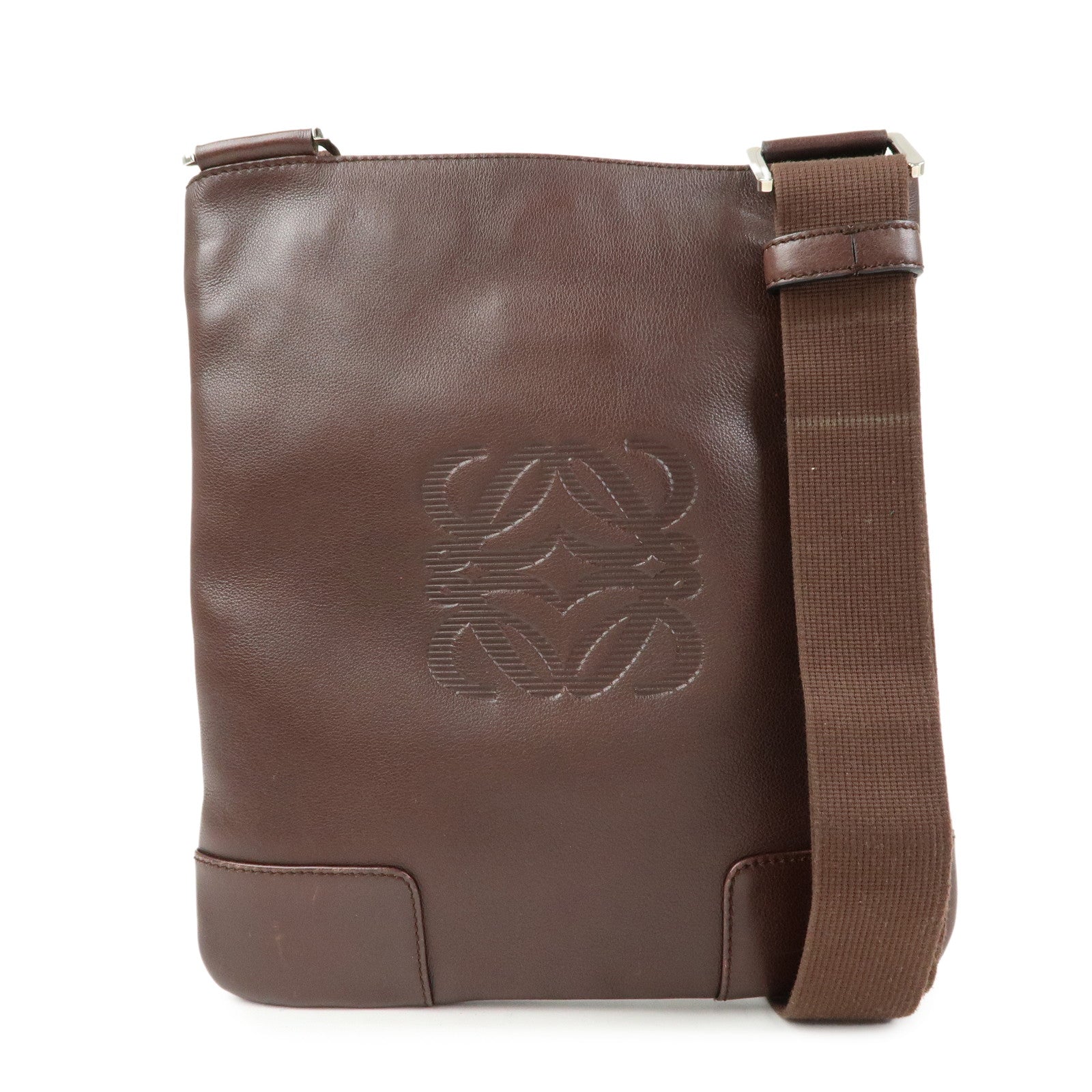 LOEWE Anagram Leather Shoulder Bag Crossbody Bag Brown