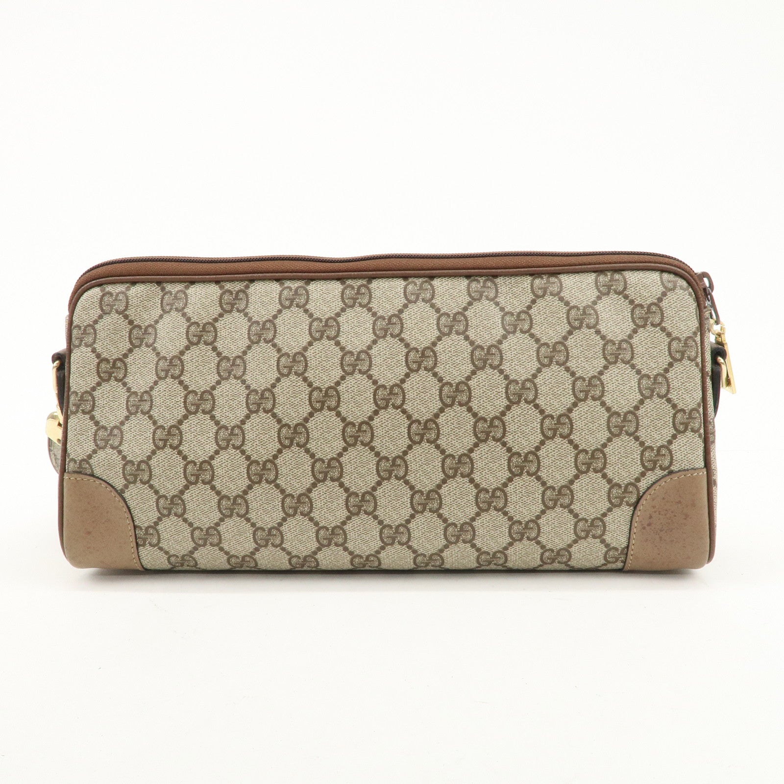 GUCCI Old Gucci GG Plus Leather Shoulder Bag Crossbody Bag Beige Brown Used