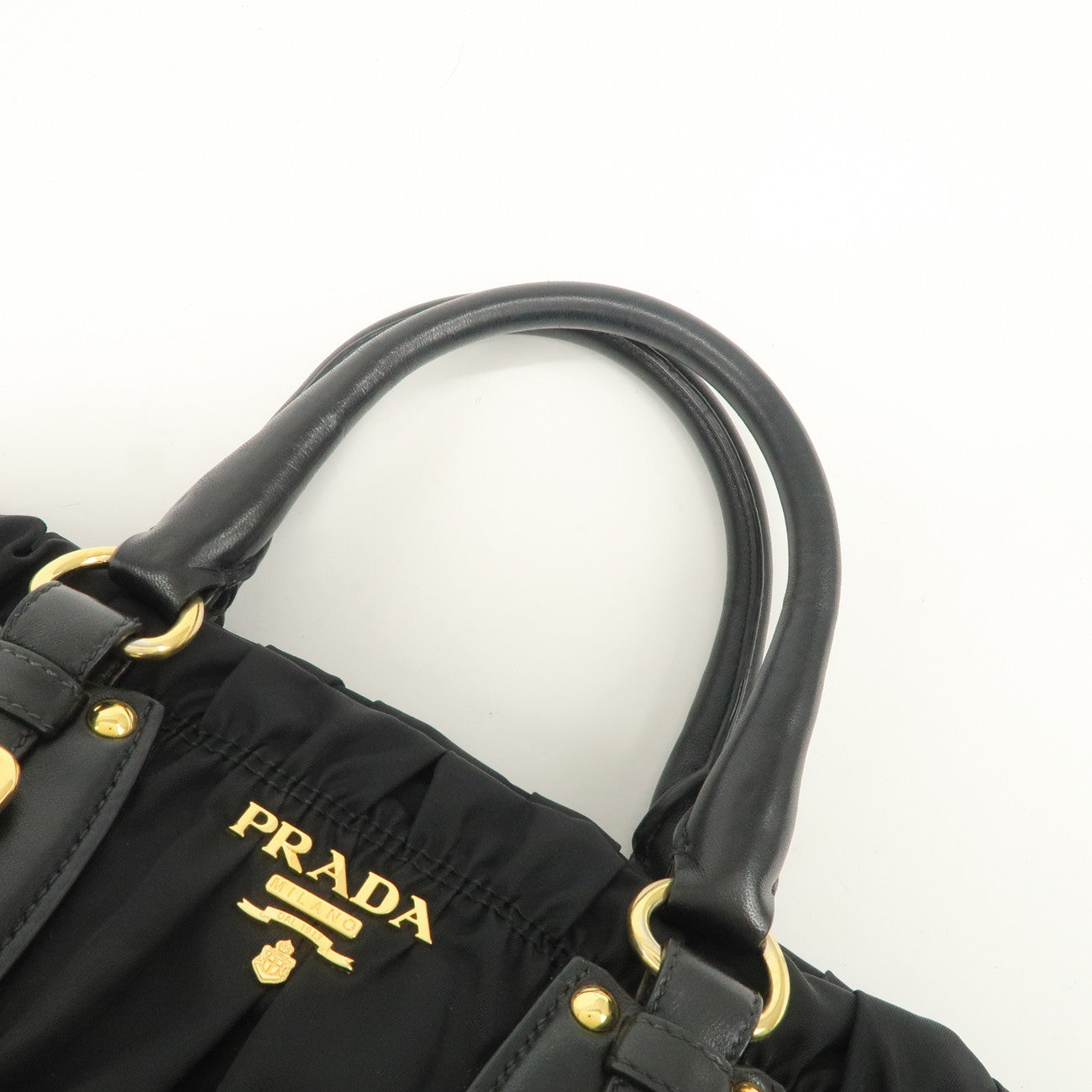 PRADA Nylon Leather 2Way Hand Bag Shoulder Bag Black BN1336