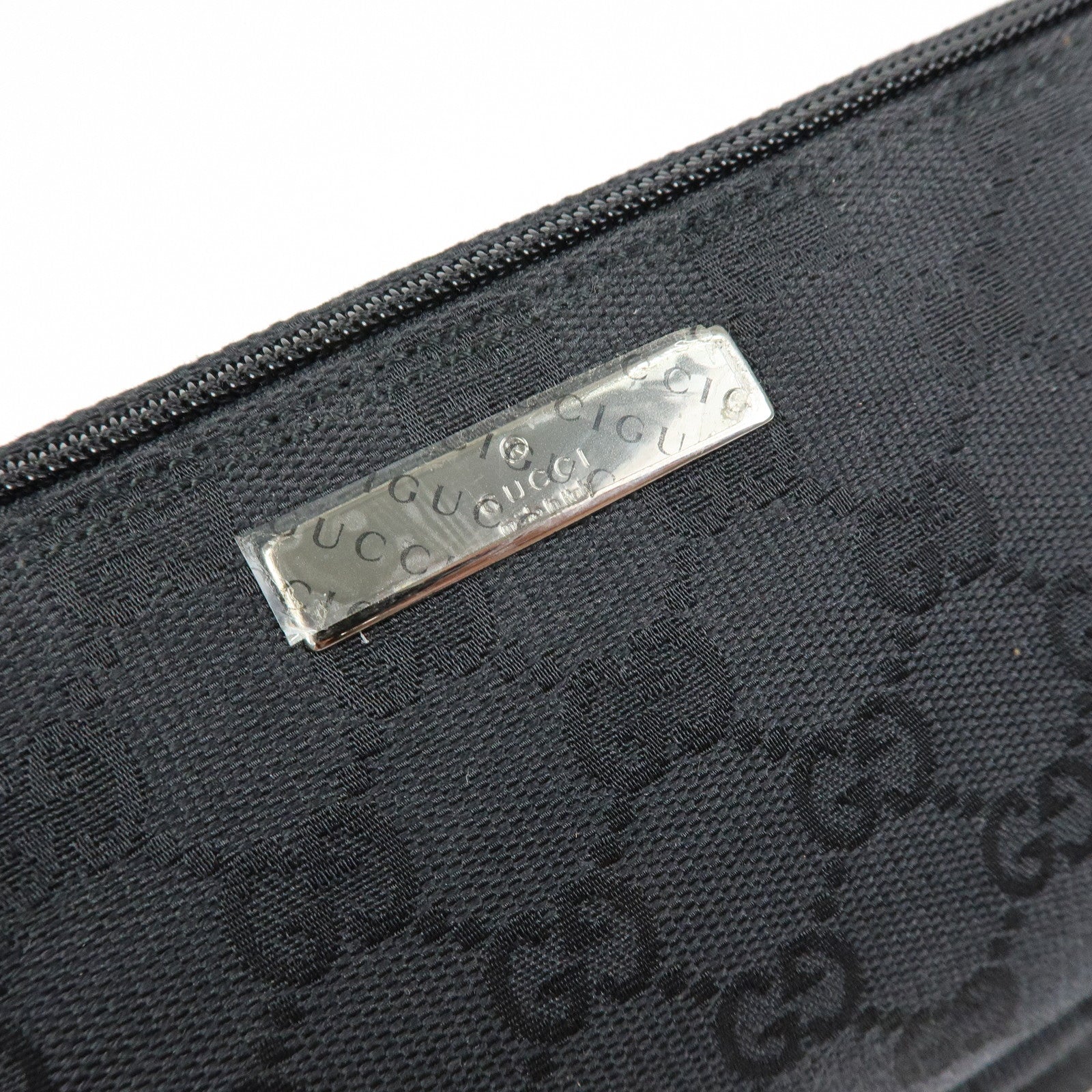 GUCCI Boat Bag GG Canvas Accessory Pouch Hand Bag Black 07198