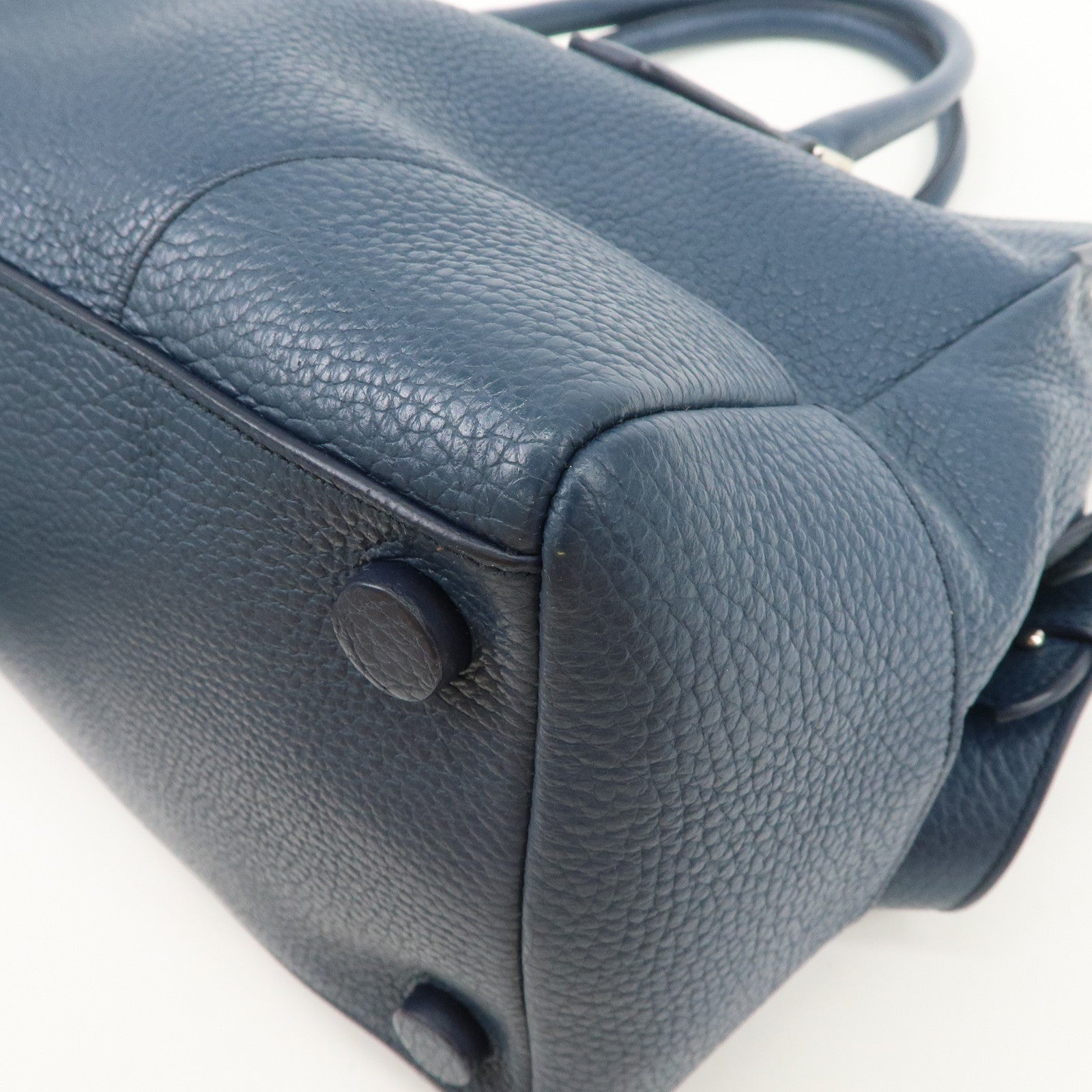 JIL SANDER Logo Leather 2WAY Bag Hand Bag Shoulder Bag Navy