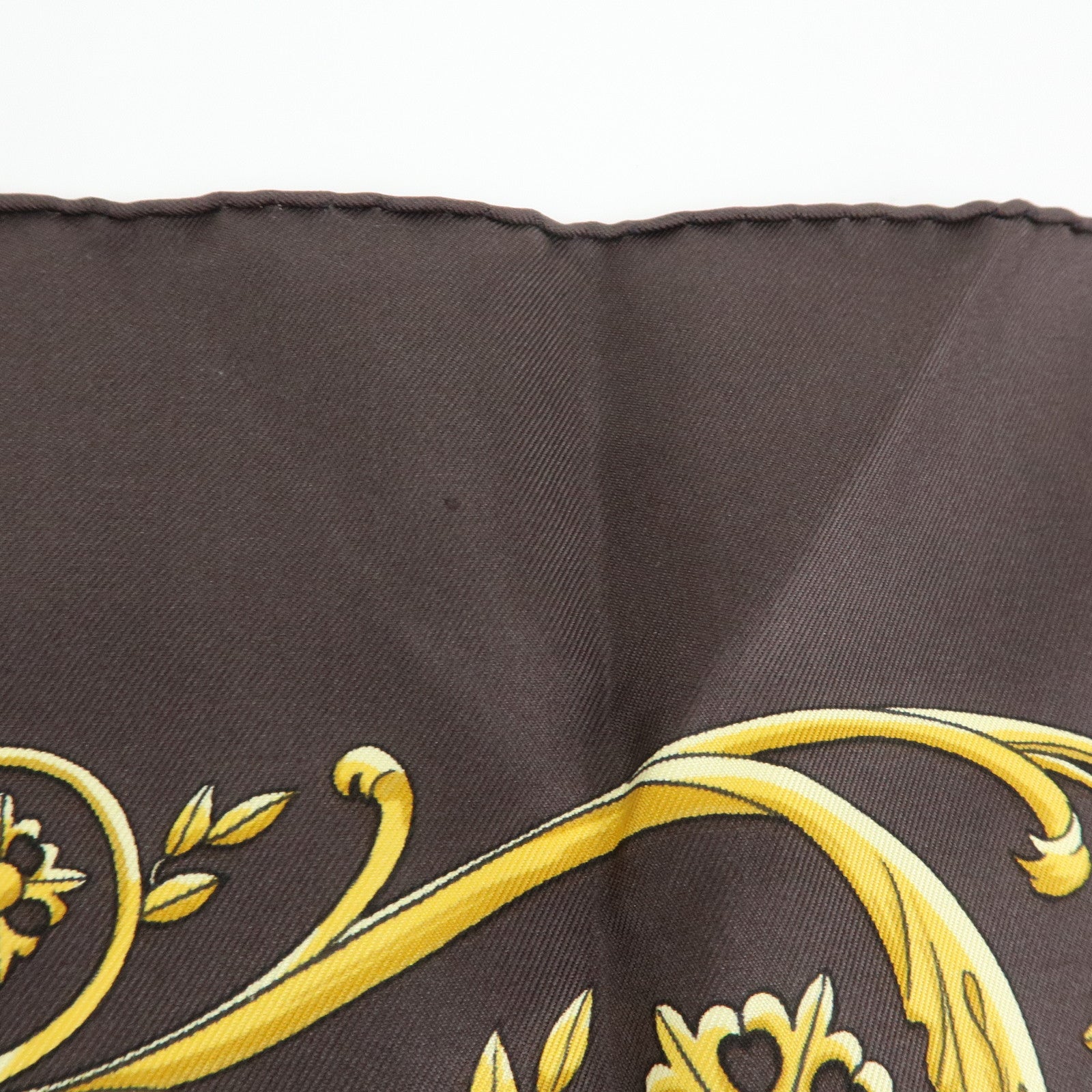HERMES Carre 90 Silk 100% Scarf LA PROMENADE DE LONGCHAMPS Brown