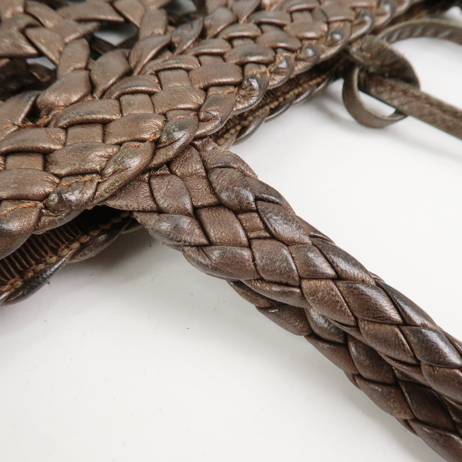 Ferragamo Gancini Logo Leather Tote Bag Shoulder Bag Brown