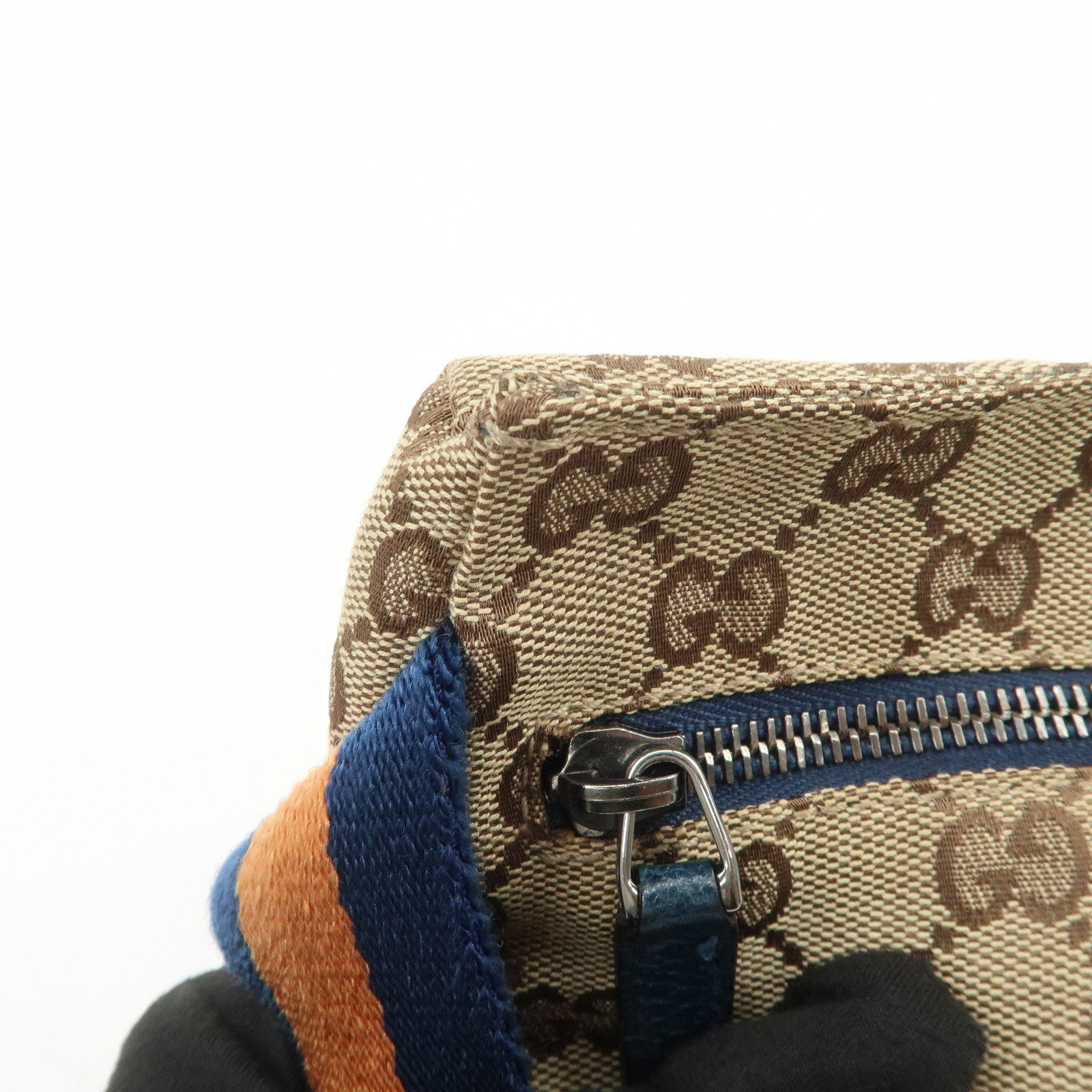 GUCCI Sherry GG Canvas Leather Waist Bag Crossbody Bag Brown 28566