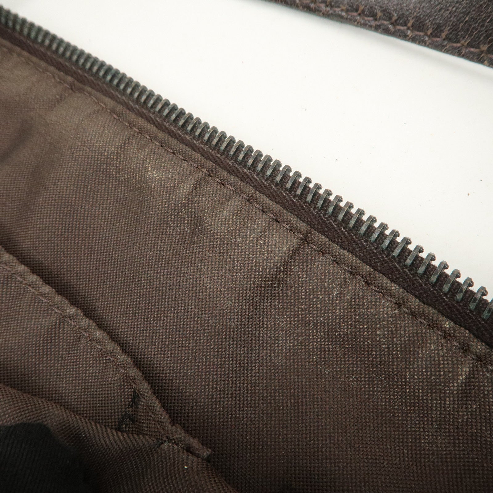 FENDI Zucchino Canvas Leather Hand Bag Shoulder Bag Brown 8BR441