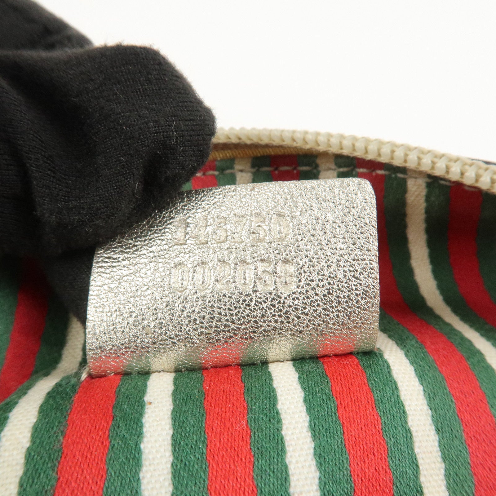 GUCCI Abbey GG Canvas Leather Pouch Hand Bag Beige Gold 145750